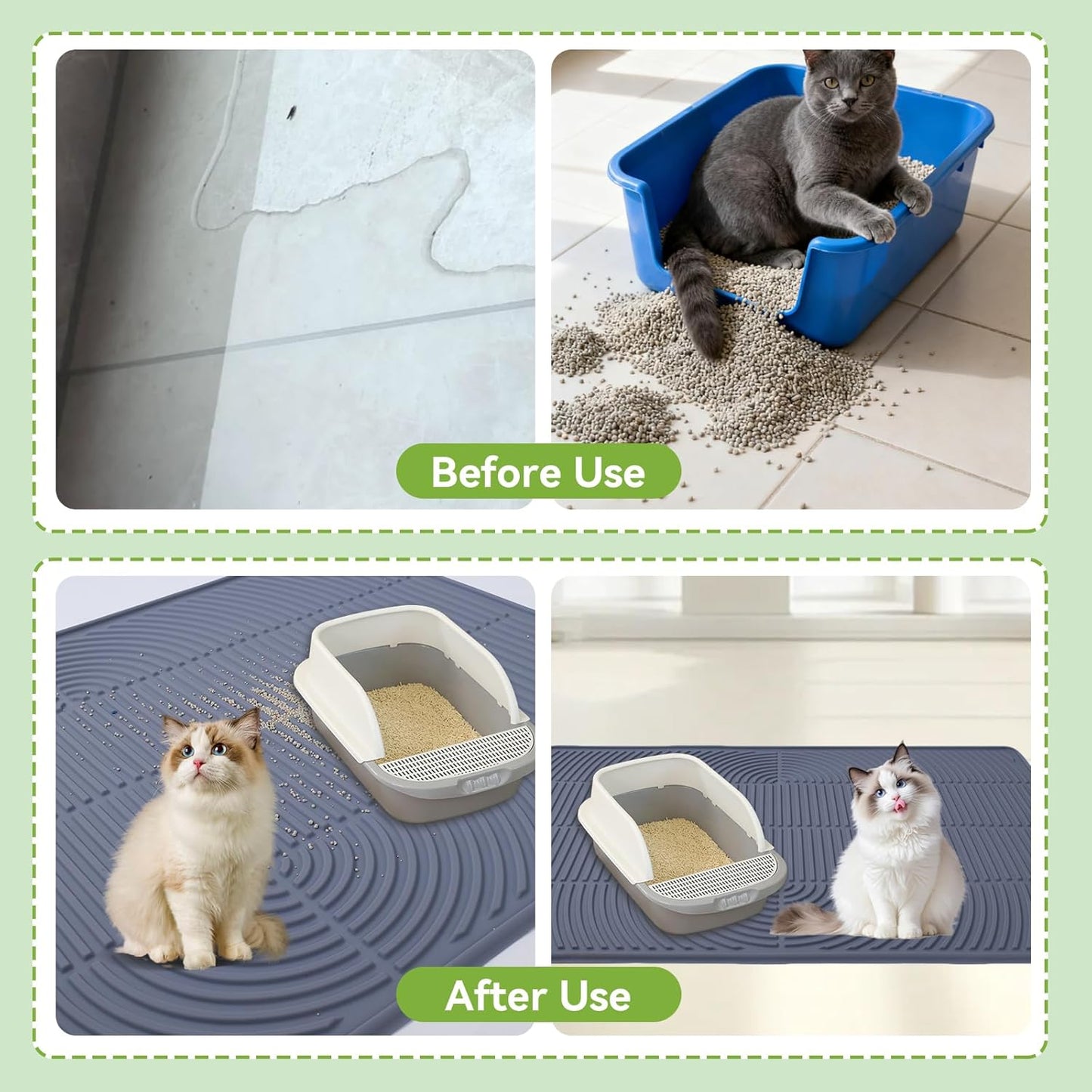 Large Cat Mat for Litter Box, 40" X 28" Extra Large Silicone Cat Litter Trapping Mat, Non-Slip Kitty Litter Mat for Floor,Easy to Clean& Waterproof Cat Litter Pads