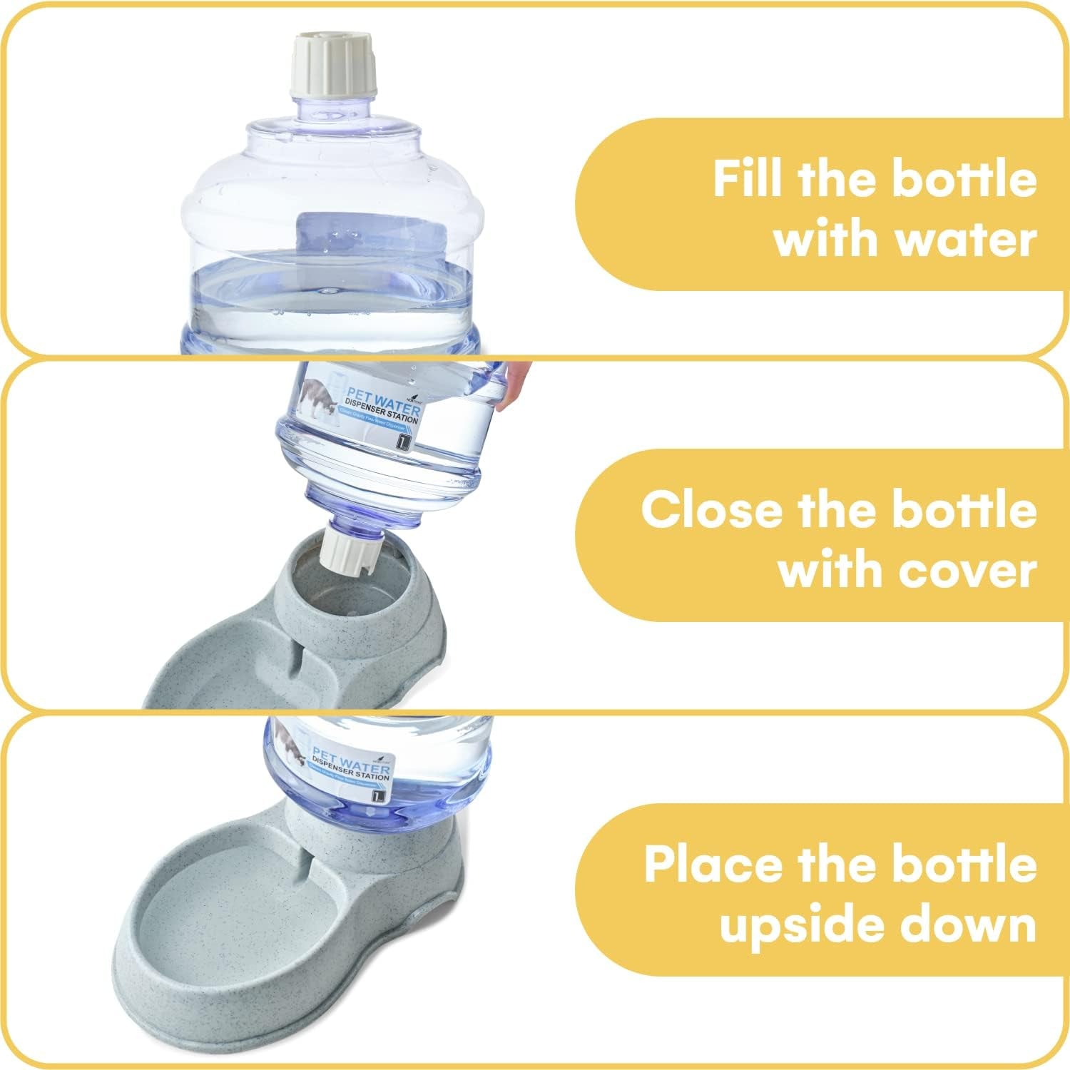 NOA Automatic Pet Water Dispenser | 3.8 L Cat and Dog Gravity Feeder, Waterer Dispenser Station, Automatic Water Station, Cat and Dog Water Bowl