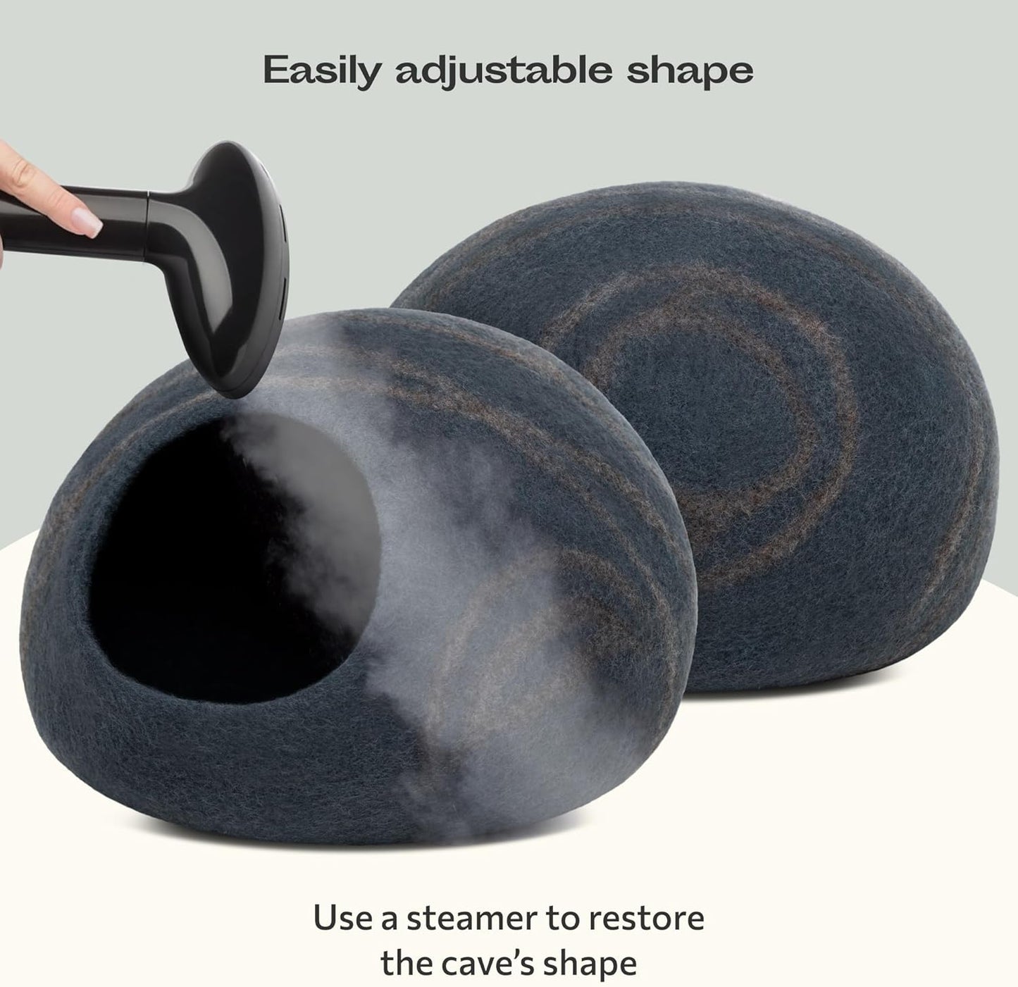 Cat Cave – Premium Felt Cat Enclosure for Indoor Cats, Handmade Merino Wool (Slate Grey, Large)
