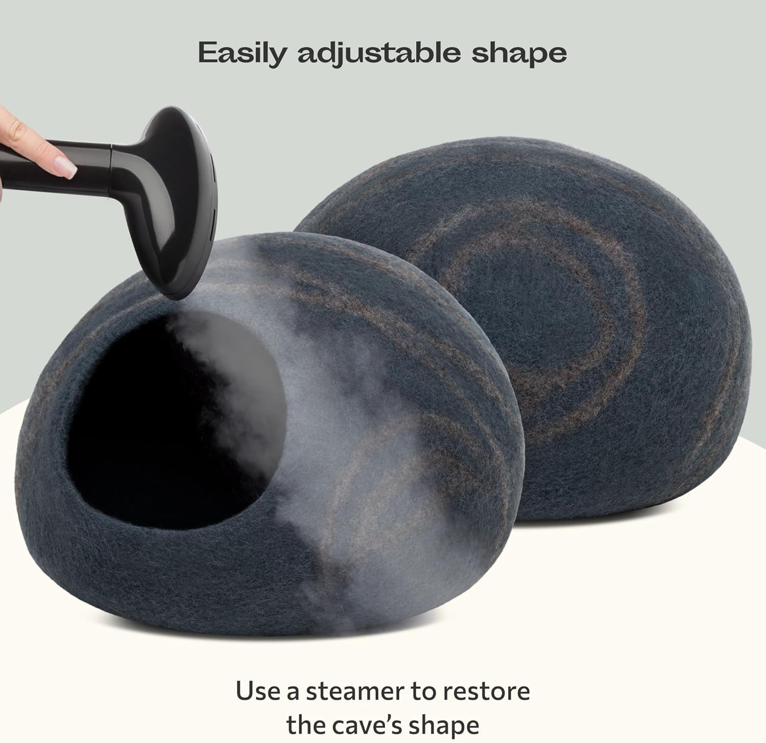 Cat Cave – Premium Felt Cat Enclosure for Indoor Cats, Handmade Merino Wool (Slate Grey, Large)