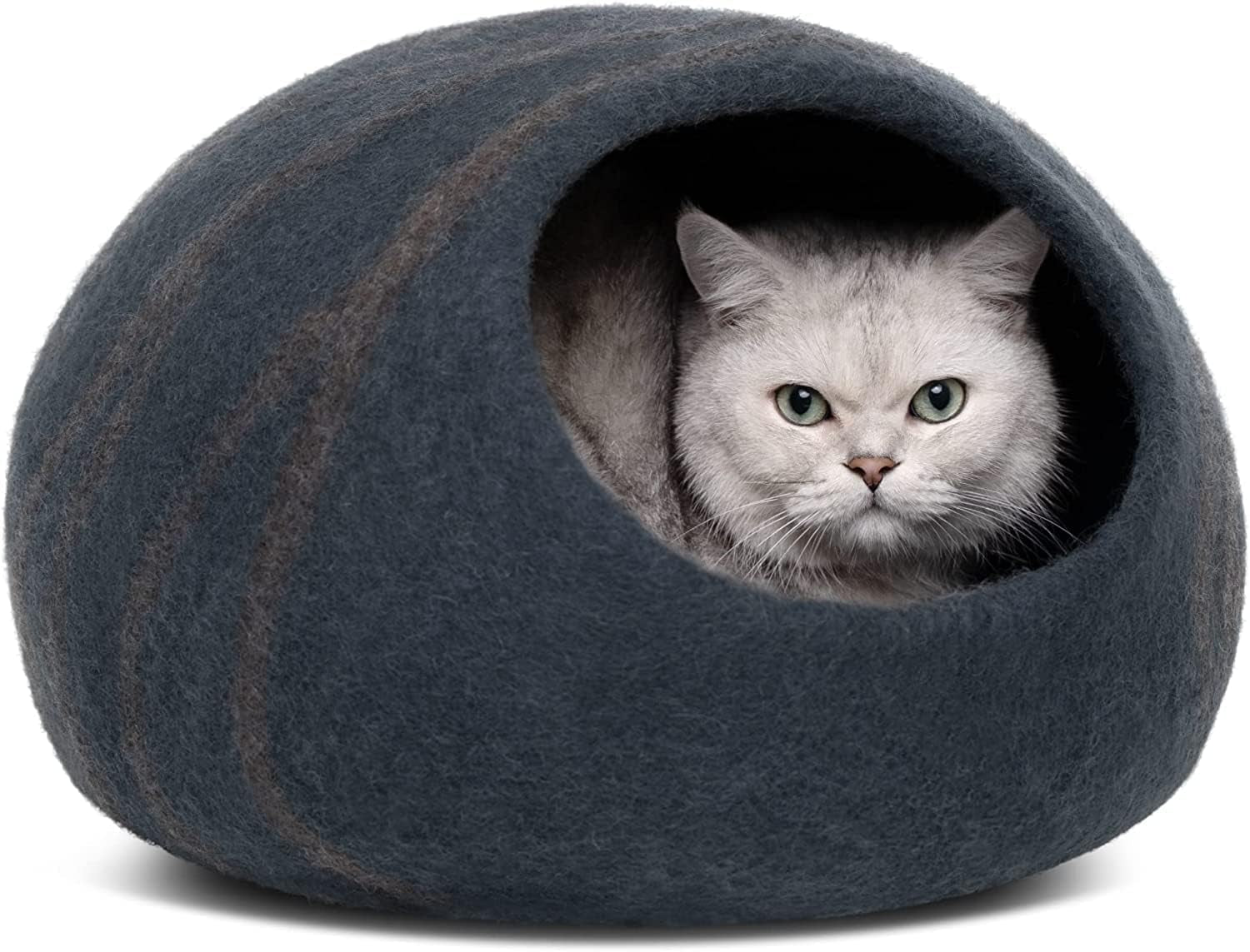 Cat Cave – Premium Felt Cat Enclosure for Indoor Cats, Handmade Merino Wool (Slate Grey, Large)