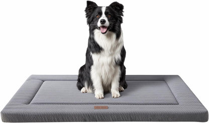 Dog Bed for Crate, Medium/Large Dogs Crate Bed with Soft Wavy Plush Comfortable Anti-Slip Kennel Pad Washable Pet Beds Mat for Dogs & Cats, Grey