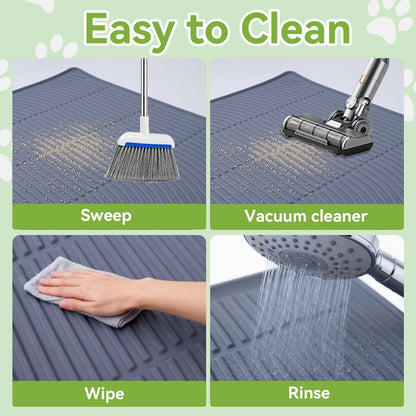 Large Cat Mat for Litter Box, 40" X 28" Extra Large Silicone Cat Litter Trapping Mat, Non-Slip Kitty Litter Mat for Floor,Easy to Clean& Waterproof Cat Litter Pads