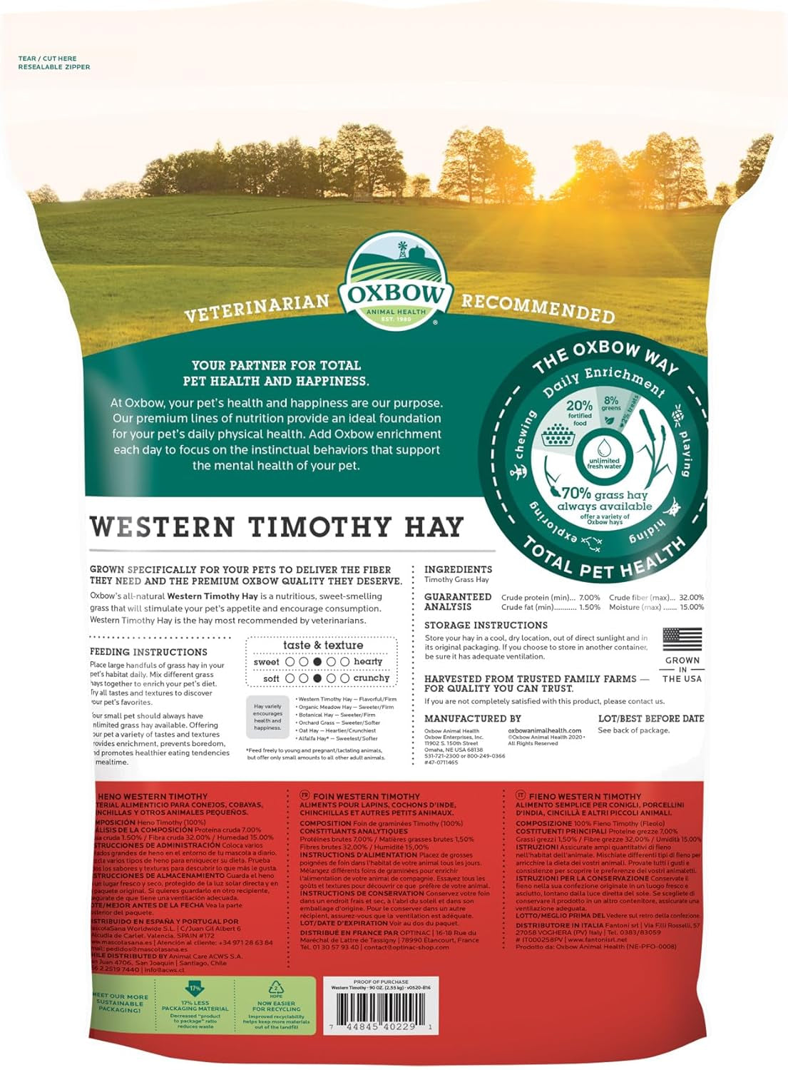 Western Timothy Hay, Guinea Pig Hay, Small Pet Bunny Supplies, All Natural Grass for Guinea Pig, Bunny, Chinchilla & Hamster,  Rabbit Supplies for Bunnies, 90 Oz. Bag
