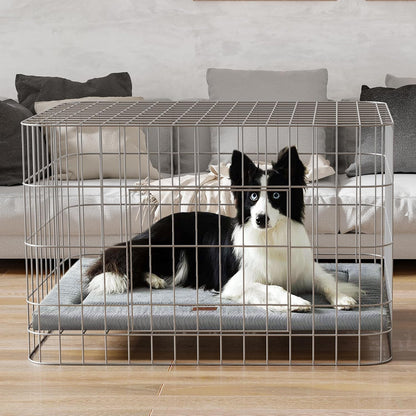 Dog Bed for Crate, Medium/Large Dogs Crate Bed with Soft Wavy Plush Comfortable Anti-Slip Kennel Pad Washable Pet Beds Mat for Dogs & Cats, Grey