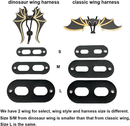 Bearded Dragon Leash Harness, 3 Size Pack Black Lizard Wing Harness with Removable Leash for Bearded Dragon Lizard Reptiles