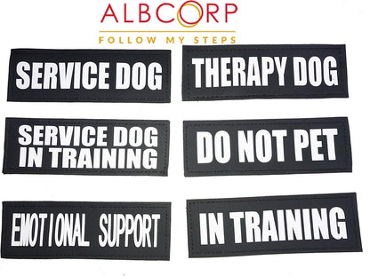 Reflective Do Not Pet Patches with Hook Backing for Service Animal Vests/Harnesses XXS or Extra Small (3.5 X 1) Inch