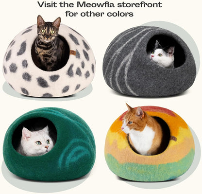 Cat Cave – Premium Felt Cat Enclosure for Indoor Cats, Handmade Merino Wool (Slate Grey, Large)