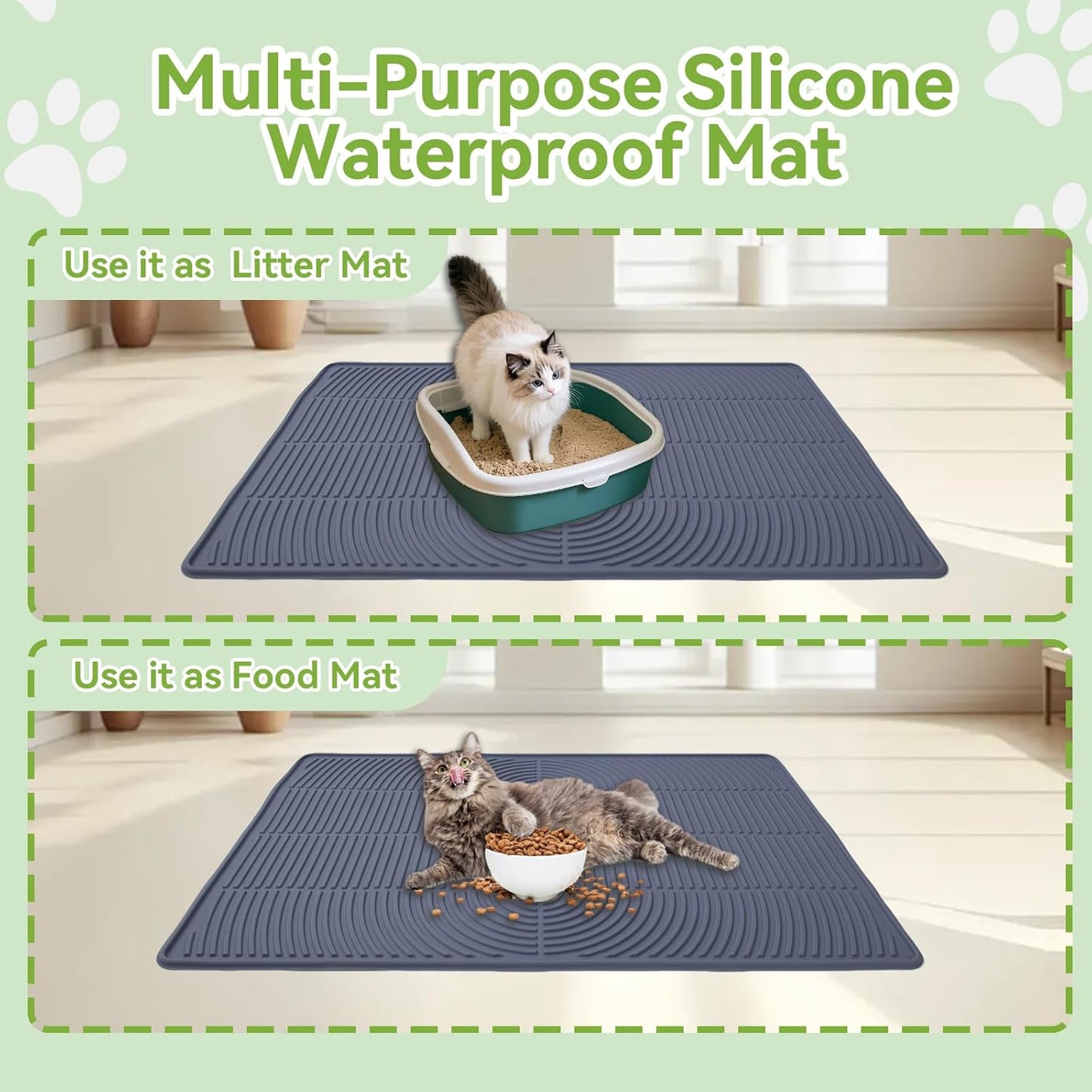 Large Cat Mat for Litter Box, 40" X 28" Extra Large Silicone Cat Litter Trapping Mat, Non-Slip Kitty Litter Mat for Floor,Easy to Clean& Waterproof Cat Litter Pads